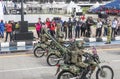 Motorcycle riding Malaysia Army personnel during 65th Malaysia National Day Parade in Kuala Lumpur.