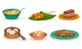 Malaysian Cuisine Dishes and Meals Vector Set