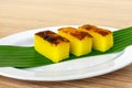 Malaysian dessert kuih bingka ubi or Baked Tapioca Cassava Cake