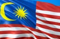Malaysian flag. 3D Waving flag design. The national symbol of Malaysia, 3D rendering. Malaysian National colors. Malaysia 3D