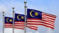 Malaysian flag waving in the wind. Close up Malaysia banner blowing soft silk Royalty Free Stock Photo