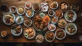 Malaysian food on a table.