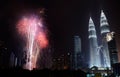 Malaysian Independence Day 2013 - Fireworks at KLCC Royalty Free Stock Photo