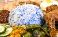 Malaysian Nyonya Style Blue Rice, or Nasi Kerabu