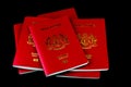 Malaysian Passports on Black Background