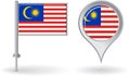 Malaysian pin icon and map pointer flag. Vector