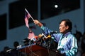 Malaysian politician Anwar Ibrahim giving a speach