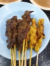 Malaysian satay top view. Served during special occasion Royalty Free Stock Photo