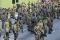 Malaysian soldiers in uniform and fully armed.