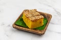 Malaysian Traditional Dessert on a Plate - Kuih Bingka Ubi Royalty Free Stock Photo