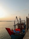 malaysian traditional fishing boat at the jetty Royalty Free Stock Photo