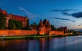 Malbork Castle, capital of the Teutonic Order in Poland at night Royalty Free Stock Photo