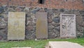 Malbork castle. Eastern Terrace, Cemetery. Modern tombstones 16-18 centuries Royalty Free Stock Photo