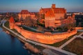 Malbork castle over the Nogat river at sunset, Poland