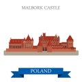 Malbork Castle Poland Europe flat vector attraction landmark