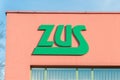 Logo ZUS Polish: Zaklad Ubezpieczen Spolecznych. ZUS is Polish Social Insurance Institution.