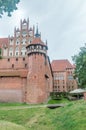 Corner of Malbork castle at cloudy day Royalty Free Stock Photo