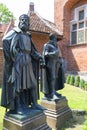 13th century Malbork Castle, medieval Teutonic fortress on the Nogat River, Figures Great masters of the Teutonic Order Malbork,