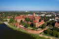 Malbork town and medieval german castle called Marienburg. Bird view. Summer time.