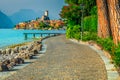 Malcesine cityscape with promeande and lake Garda, Veneto region, Italy Royalty Free Stock Photo