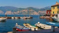 Picture of boats on Lake Garda in Malcesine Royalty Free Stock Photo