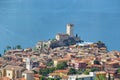 Malcesine town and Garda lake aerial view, Italy Royalty Free Stock Photo