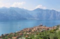 Malcesine town and Garda lake aerial view, Italy Royalty Free Stock Photo