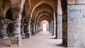 The arches in the arcaded corridors and interiors of the ancient Adina Masjid mosque in