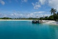 Maldive island resort at sand beach Royalty Free Stock Photo