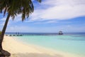 Maldives, beach and dock Royalty Free Stock Photo