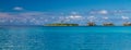 Maldives beach lagoon panorama under the blue sky Royalty Free Stock Photo