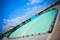 Maldives beach ocean blue water heart-shaeped Royalty Free Stock Photo