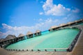 Maldives beach ocean blue water heart-shaeped 2 Royalty Free Stock Photo