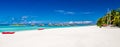 Maldives beach panorama under the blue sky Royalty Free Stock Photo