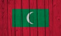 Maldives Flag Over Wood Planks