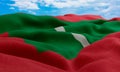 Maldives flag in the wind. Realistic and wavy fabric flag. 3D rendering