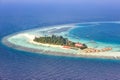 Maldives island vacation paradise sea copyspace Maayafushi Resort Ari Atoll aerial photo