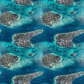 Maldives islands atoll aerial panorama blue water reef. AI generative illustration