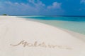 Maldives,  landscape sea, text sand Royalty Free Stock Photo