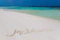 Maldives,  landscape sea, text sand Royalty Free Stock Photo