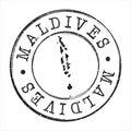 Maldives Map Postmark. Silhouette Postal Passport. Stamp Round Vector Icon. Vintage Postage Design.