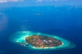 Aerial view of Maldives archipelago and Laccadive Sea Royalty Free Stock Photo