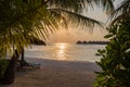 Maldives Over Water Sunset Beach View Royalty Free Stock Photo