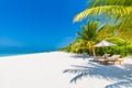 Idyllic tropical beach landscape for background or wallpaper. Design of tourism for summer vacation holiday destination concept. Royalty Free Stock Photo