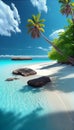 Maldives paradise scenery. Tropical aerial landscape, seascape with long jetty, water villas with amazing sea and lagoon Royalty Free Stock Photo