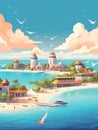 Maldives Escapade: Abstract Travel Poster of Tropical Paradise