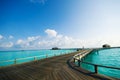 Maldives resort bridge. Royalty Free Stock Photo