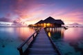 Maldives seascape at sunset, a paradise vacation for the luxury minded