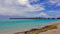 Maldives. Sky with fantastically beautiful clouds, calm aquamarine ocean, Royalty Free Stock Photo