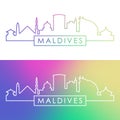 Maldives skyline. Colorful linear style.